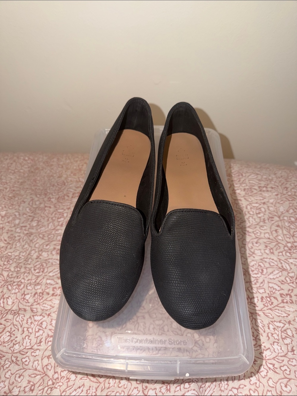 Black Textured Slip-On Loafers